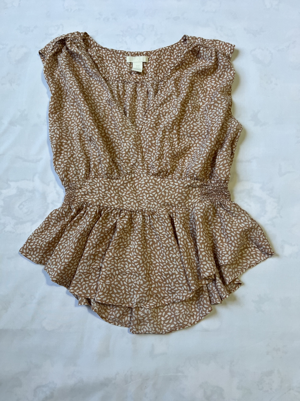 H&M Tan Printed Peplum Blouse
